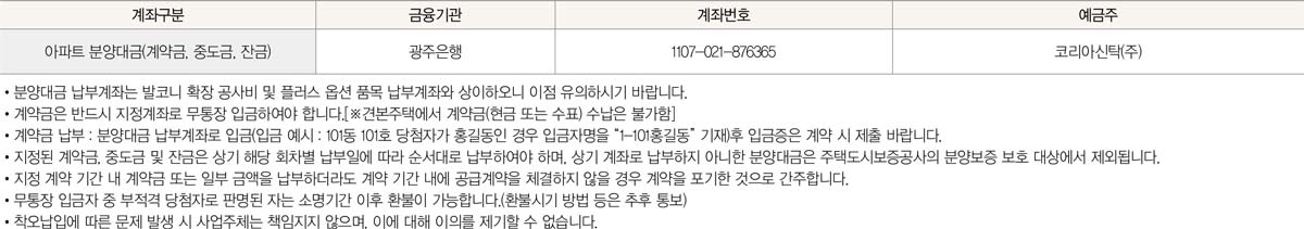 ■분양대금 납부계좌 및 납부방법